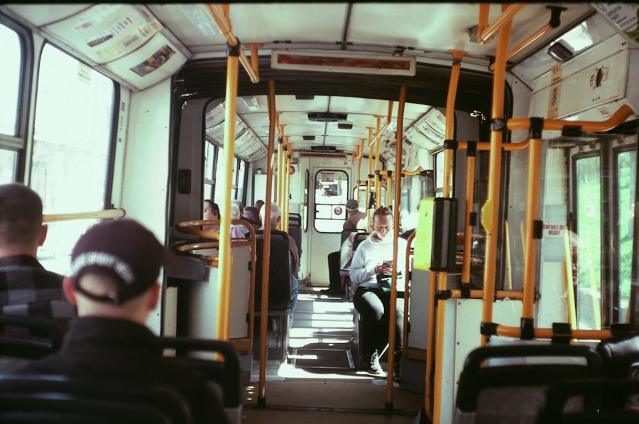 Passengers travelling inside a bus