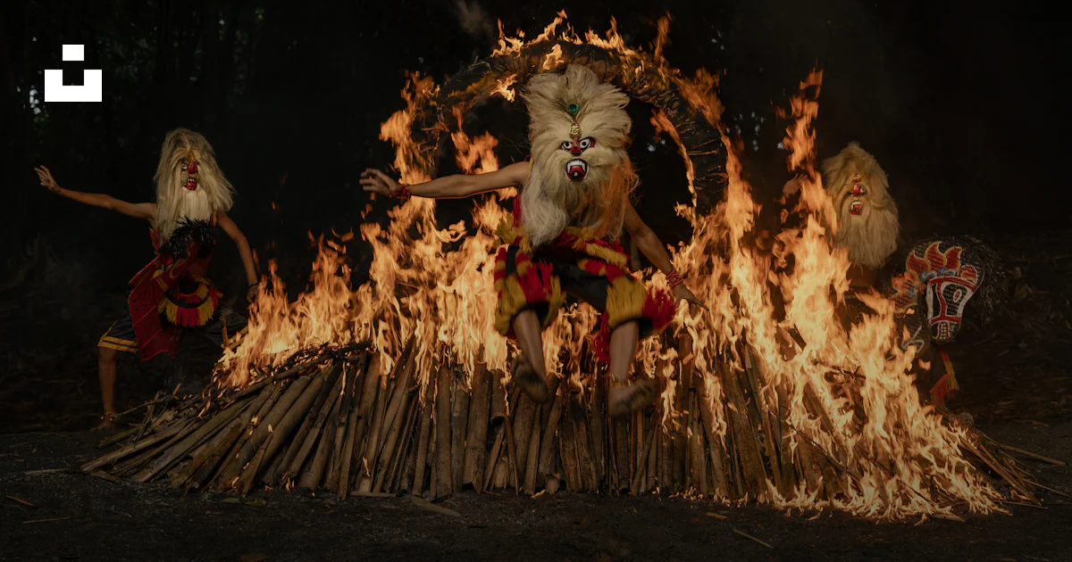Fire Ritual Costumes People in traditional costumes performing a fire ritual photo – Free ...