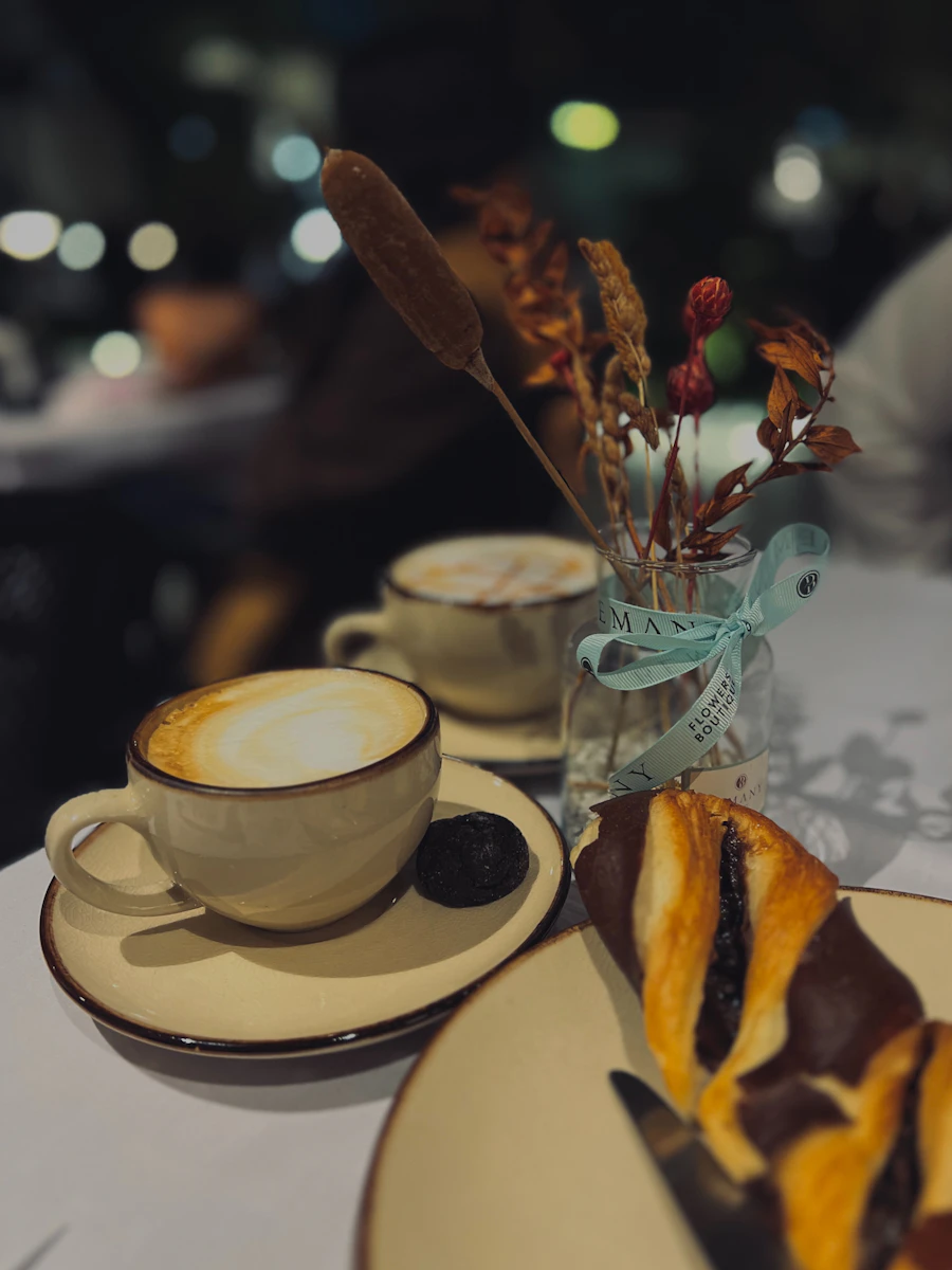 Coffee and pastries on a table