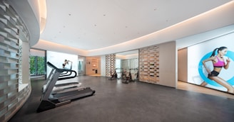 Modern gym with treadmills and exercise equipment
