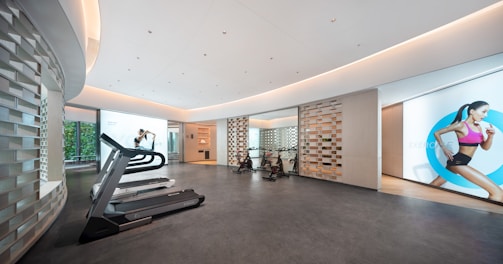 Modern gym with treadmills and exercise equipment