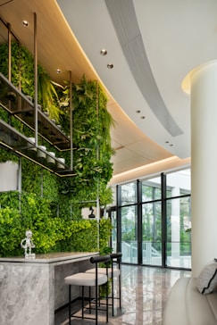 Modern interior with a lush green living wall