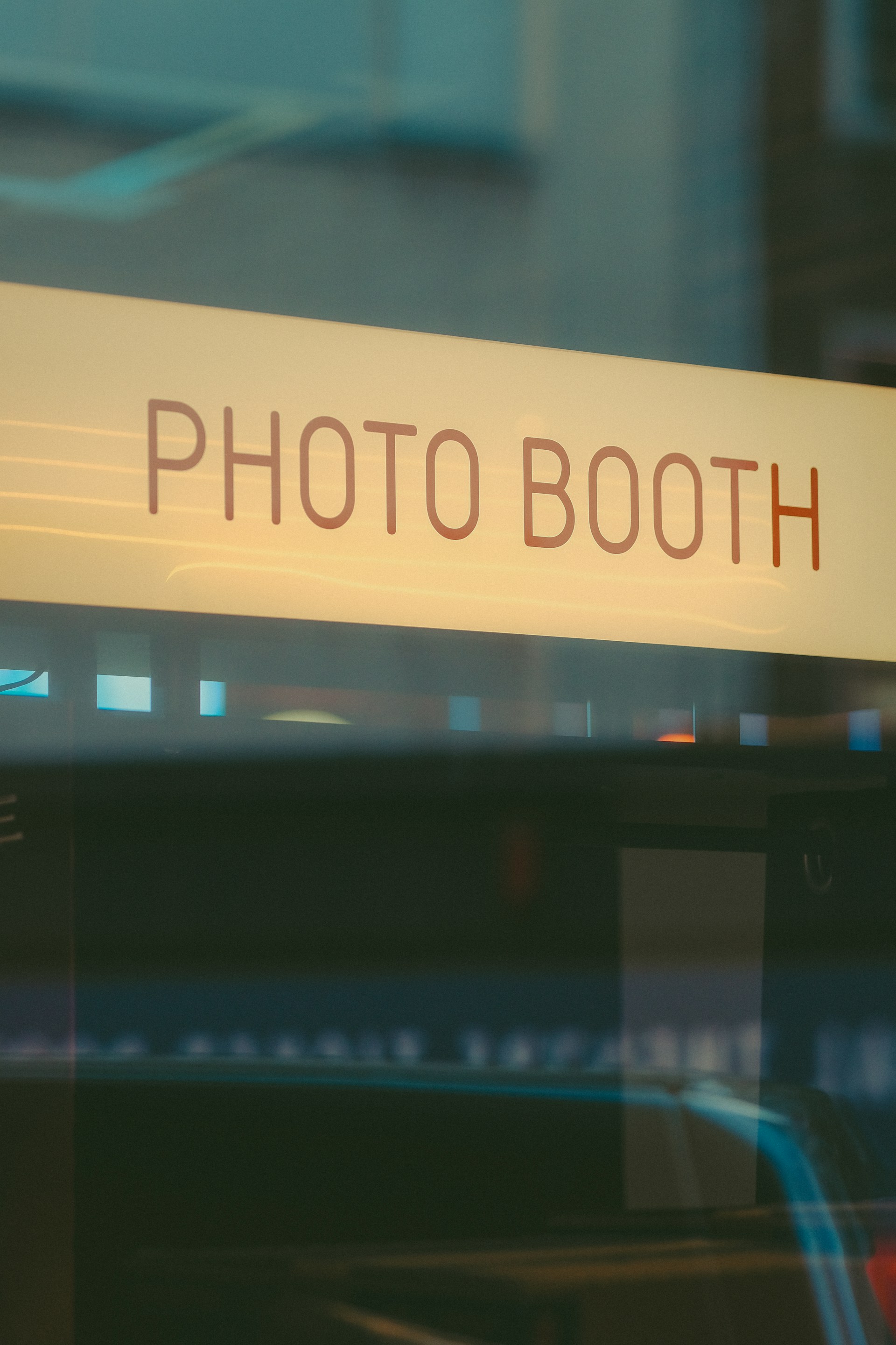 Photo booth sign with reflections