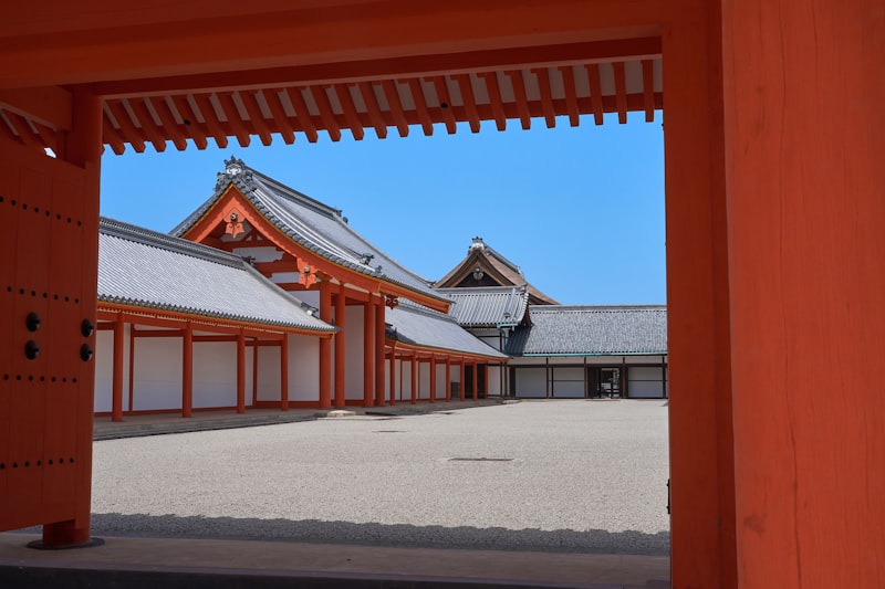 Kyoto temple, gagaku performance, Japanese court music, kemari kickball, palace courtyard, traditional Japanese ceremony