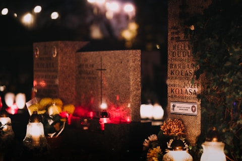 Memorial with candles and flowers