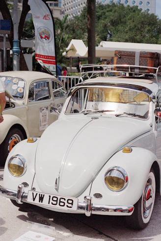 White 1969 volkswagen beetle convertible