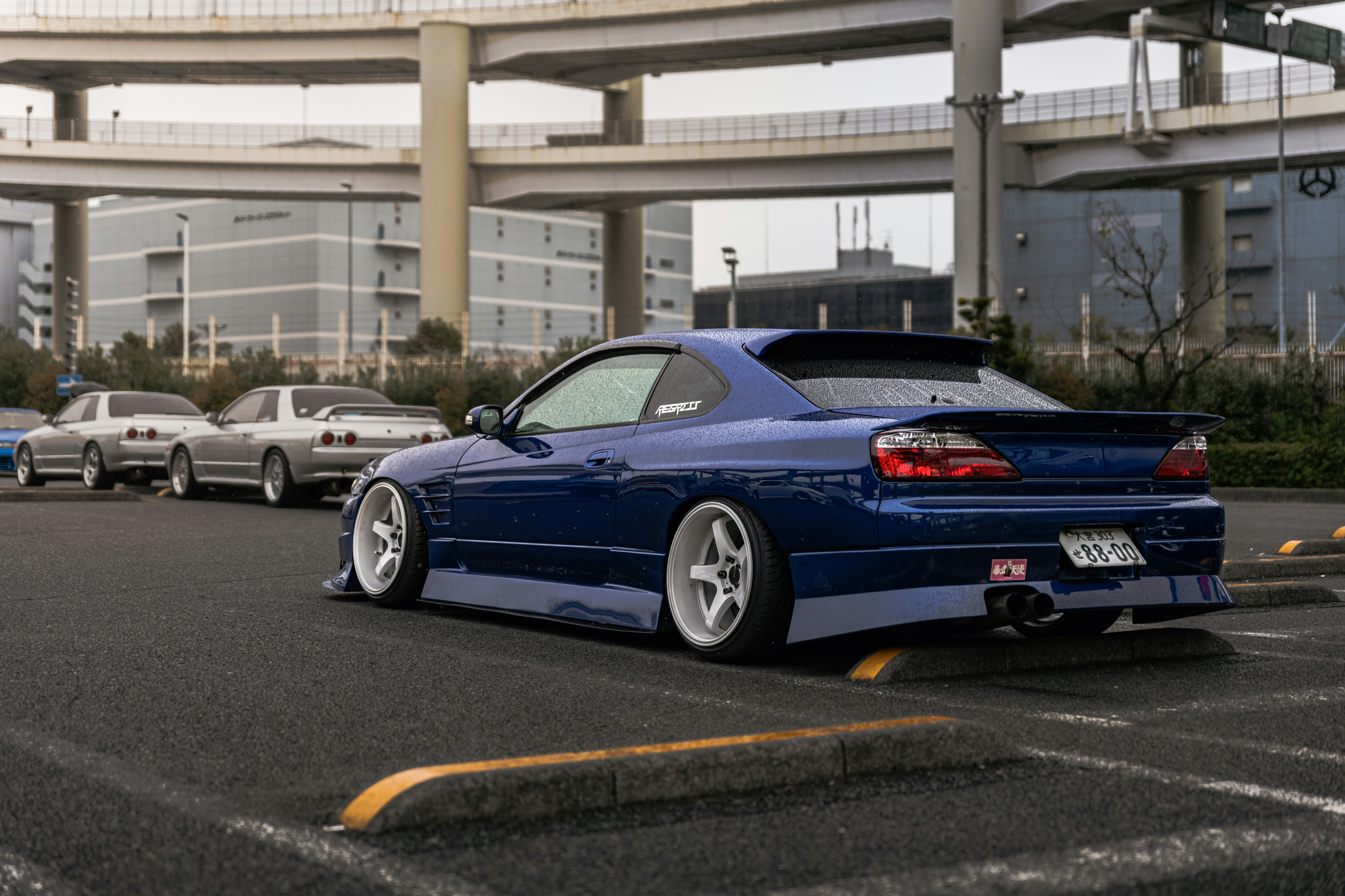 A performance car driving on a race track at high speed