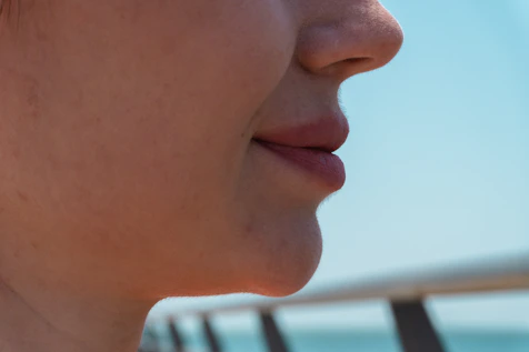 Close-up of a person's chin and mouth