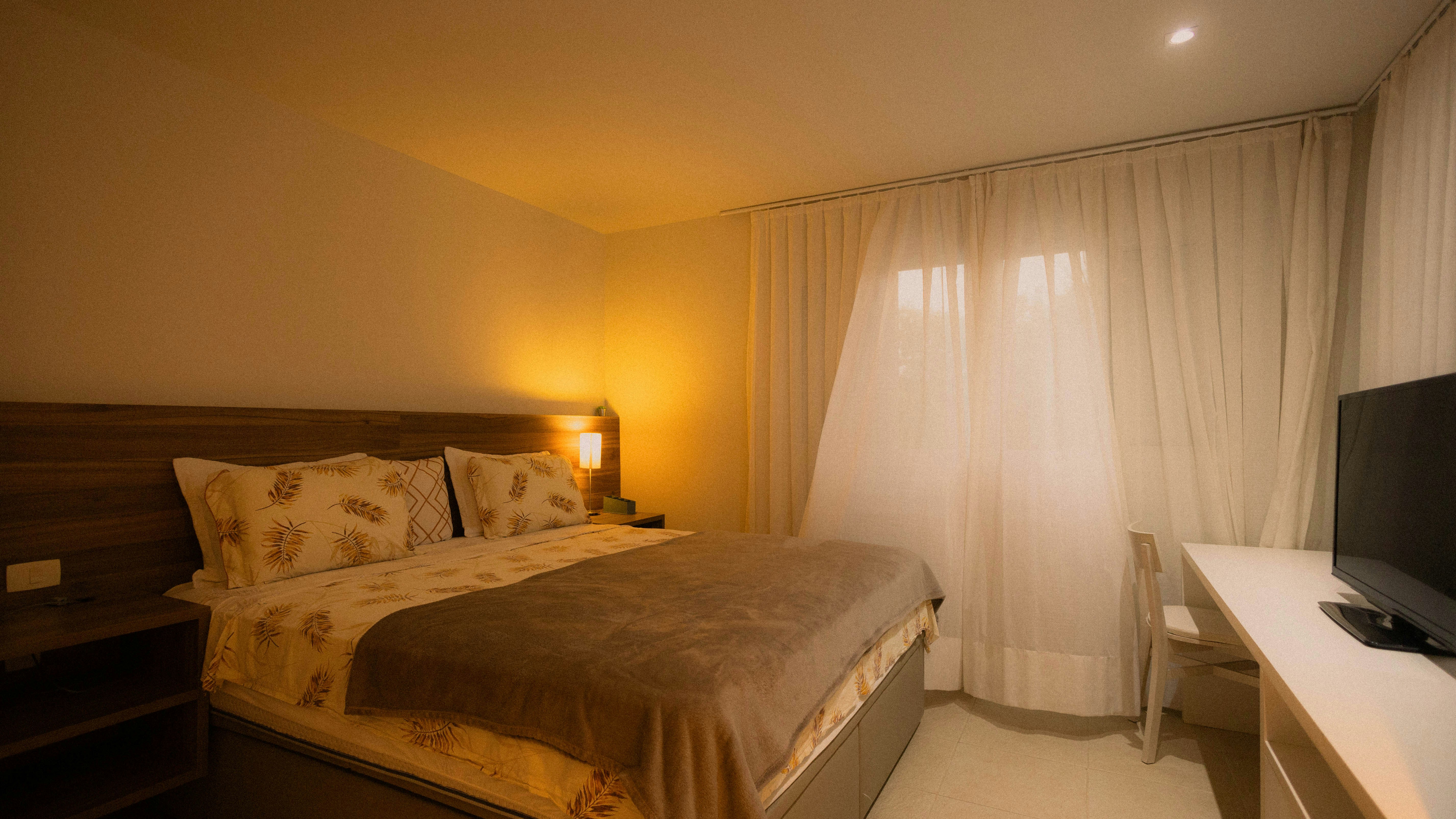 Hotel room with modern amenities