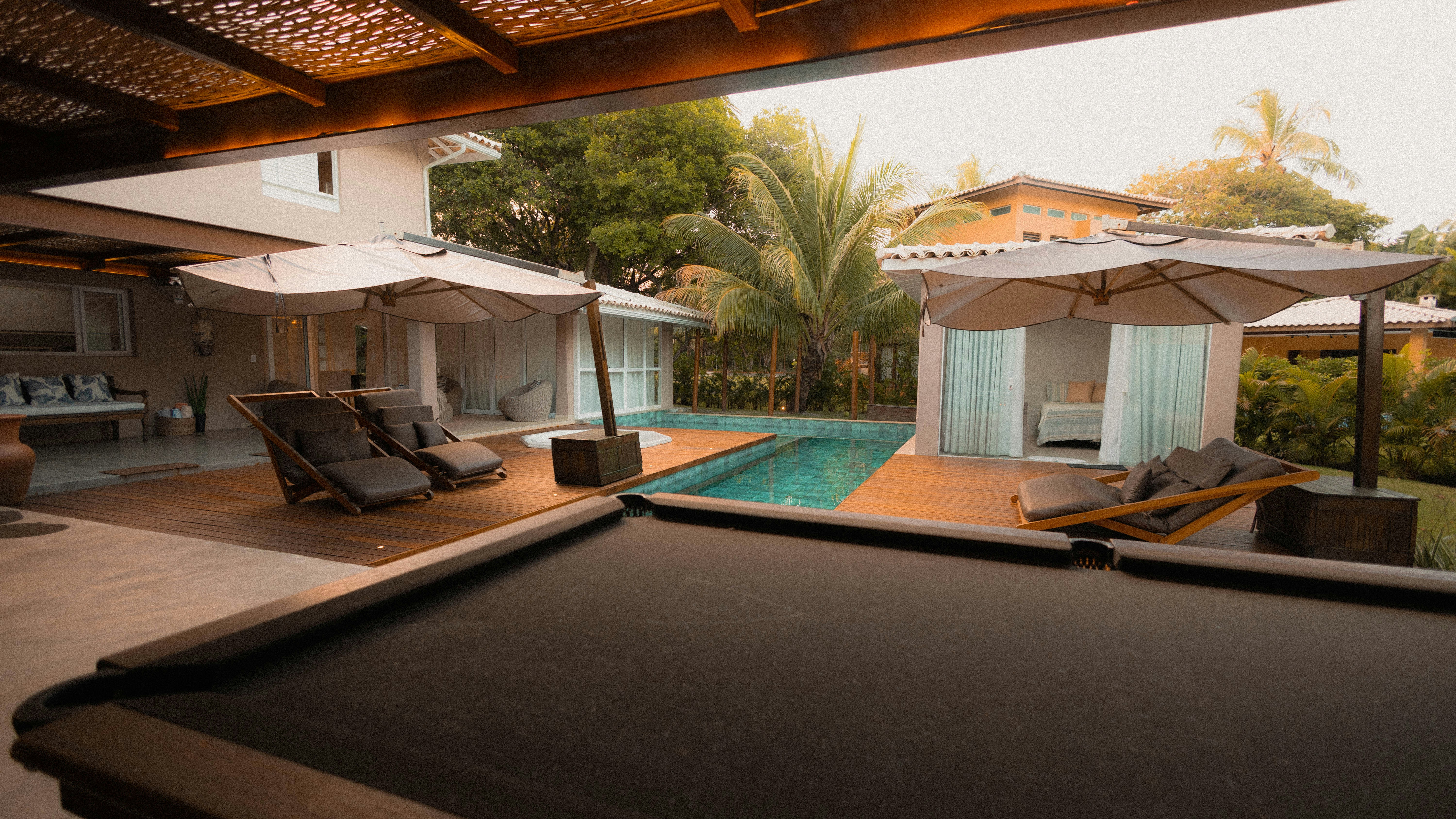 Luxurious rooftop pool area with cabanas - Luxury Chicago apartments