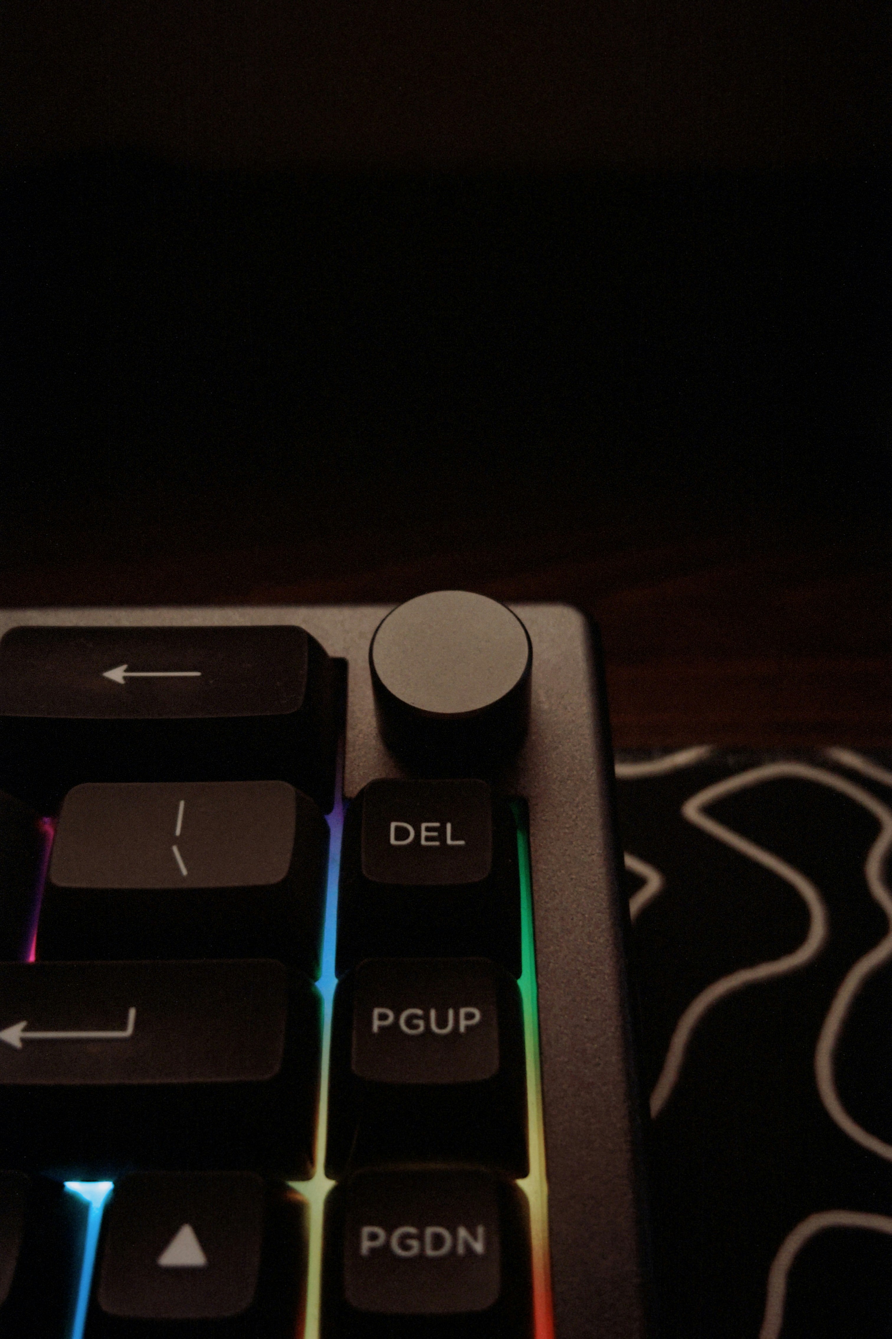 Close-up of a mechanical keyboard with rgb lighting