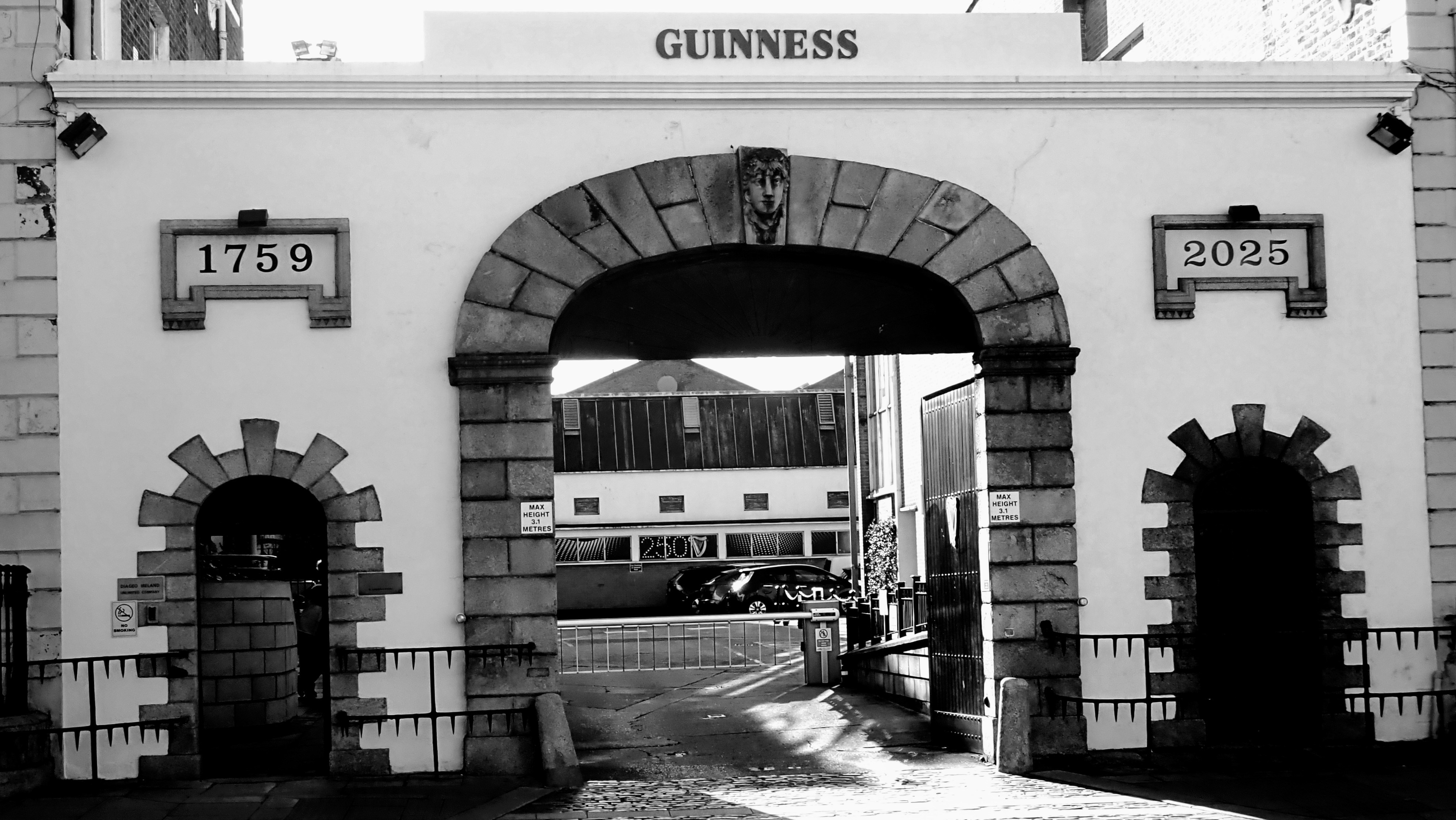Guinness gate with 1759 and 2025 dates