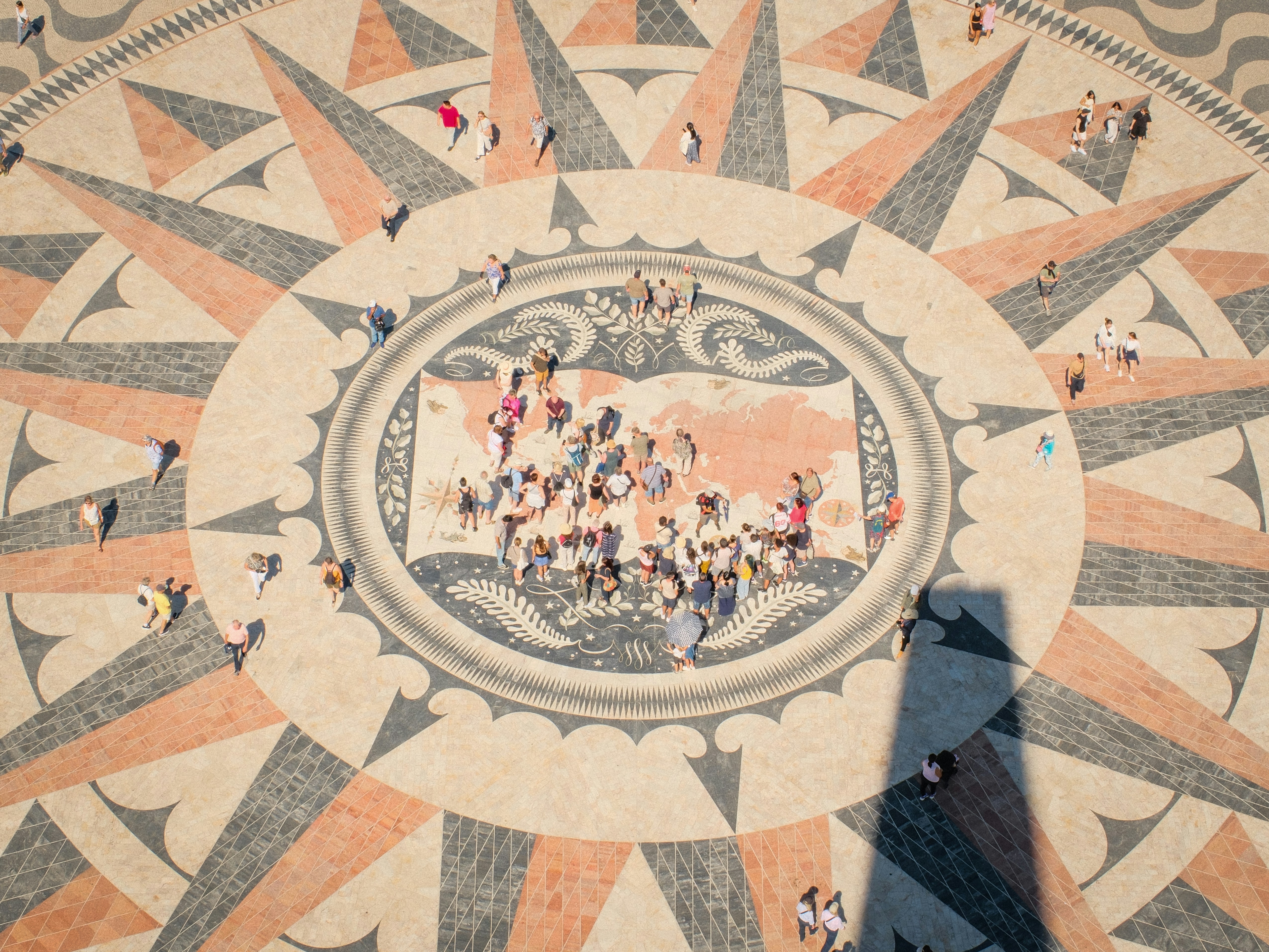 The compass rose mosaic in Belém, Lisbon, Portugal