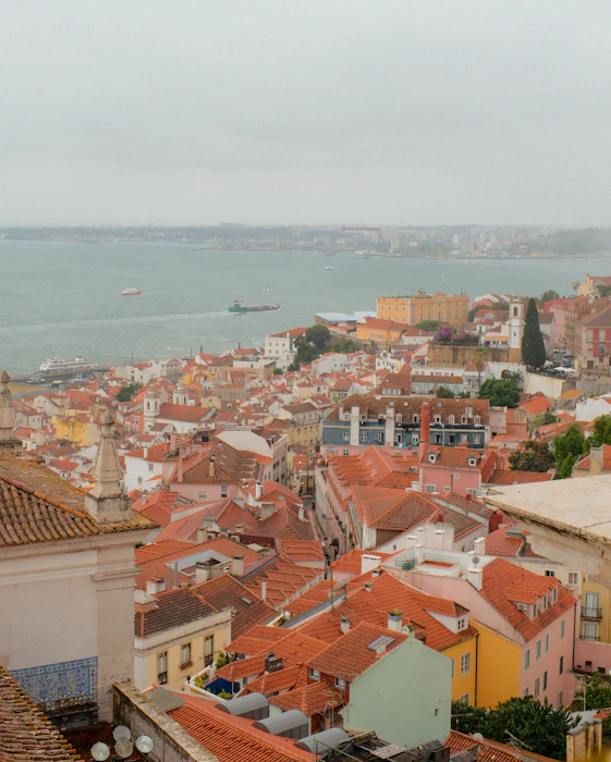 Terracotta rooftops and the Tagus river, Lisbon