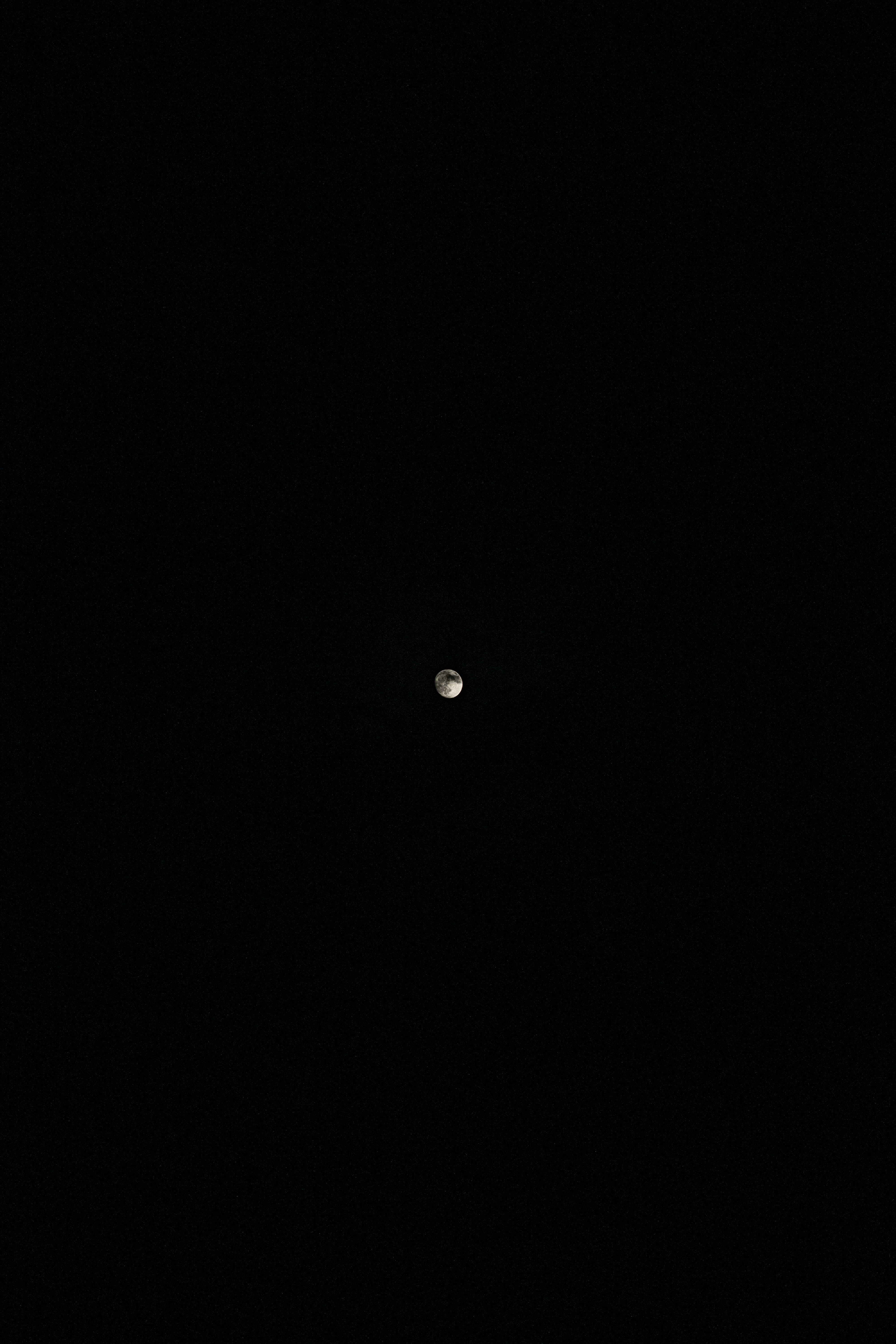 The moon shines brightly in the dark night sky.