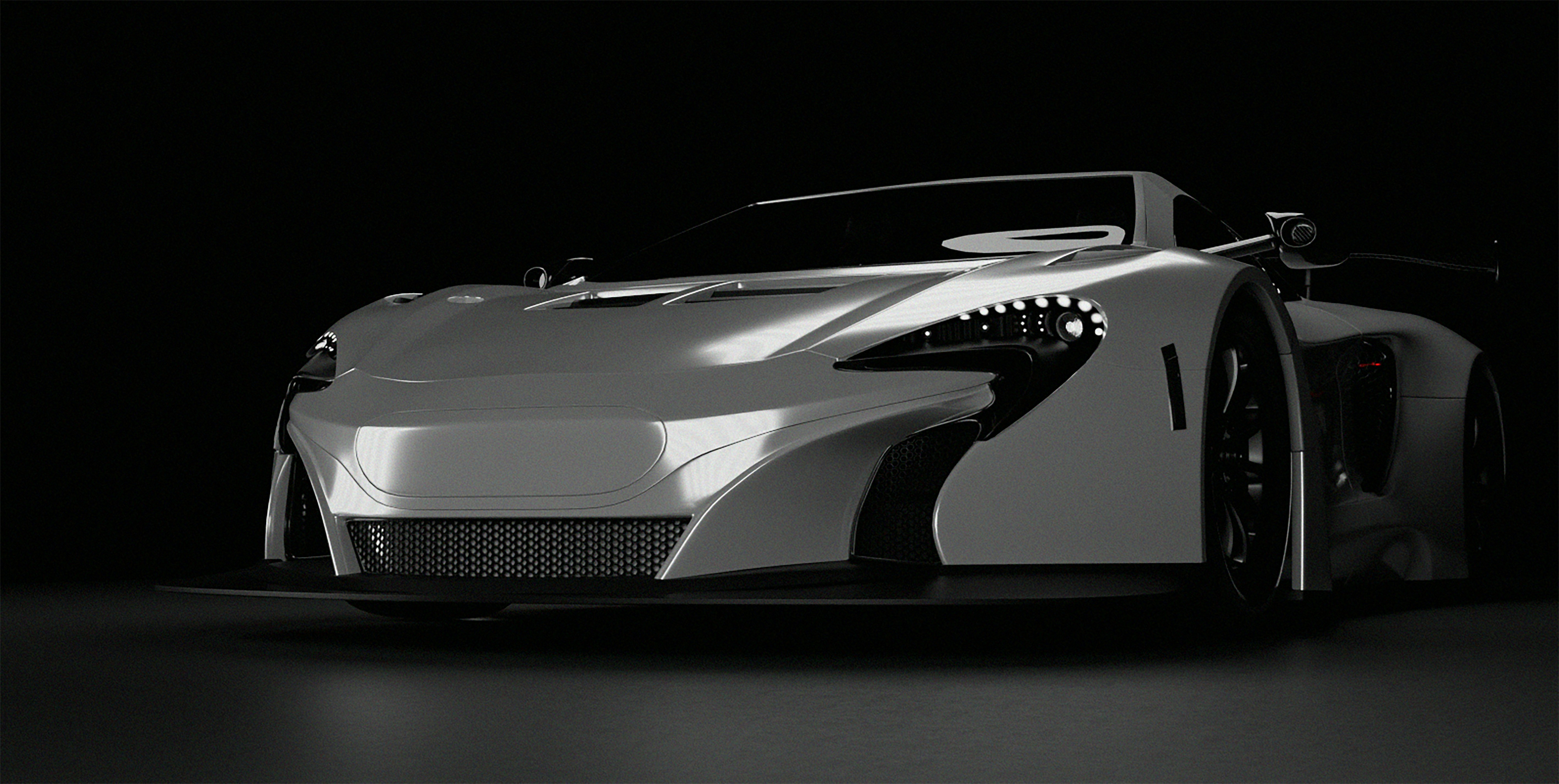 Sleek white sports car with aggressive design details