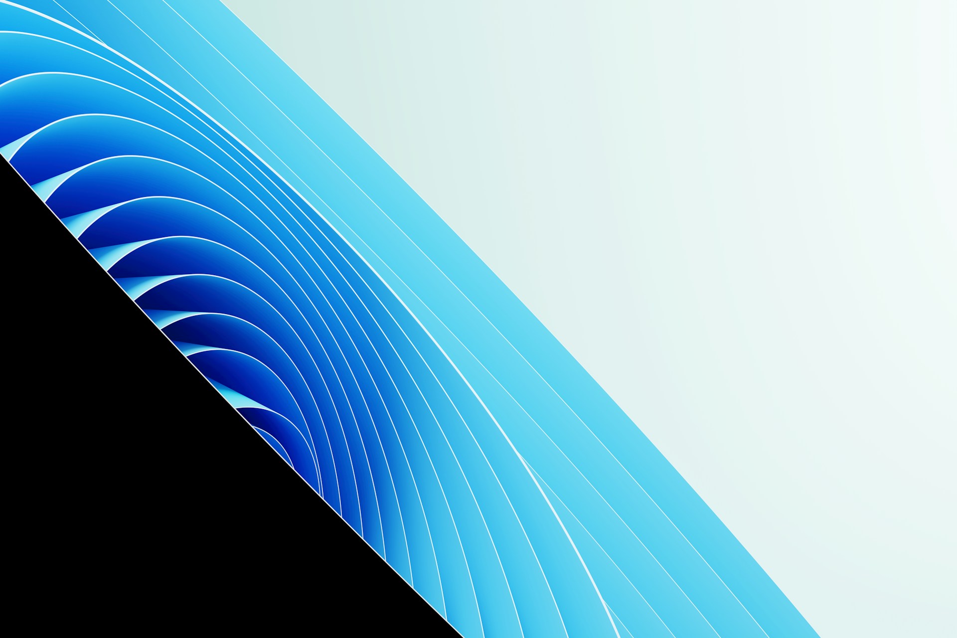 Abstract blue and white layered shapes with black edge