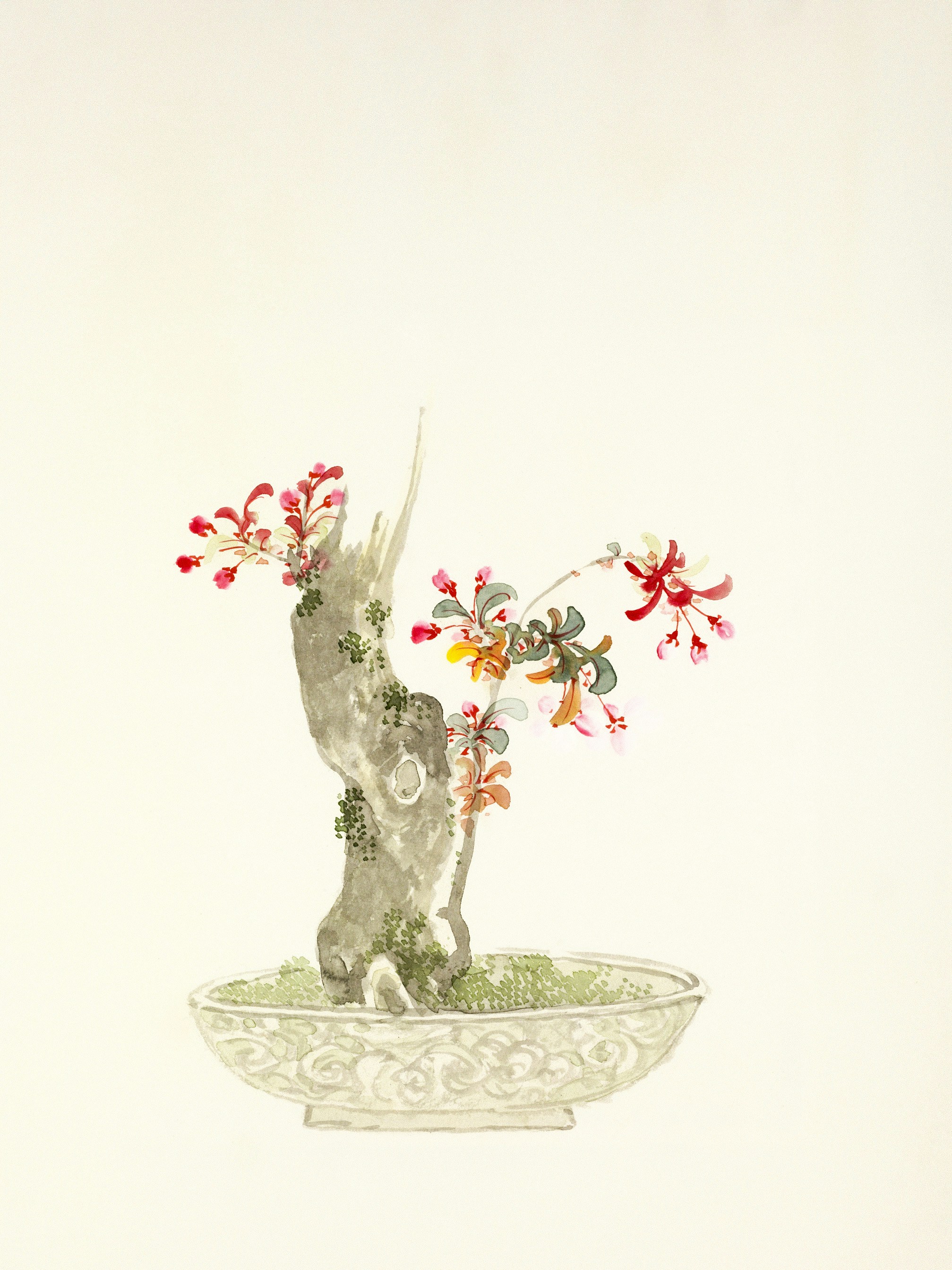 Leaf from Album Depicting Birds, Flowers, Landscapes, and Flower Pots Yoshizawa Setsuan (Japanese, 1809-1889) (Artist) 1876 (Edo-Meiji) ink and colors on silk and paper (Japan and Korea ) Credit Line Acquired by William T. or Henry Walters (?) https://art.thewalters.org/object/35.174.6B/