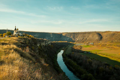 The church on the cliff at Orheiul Vechi above the loop of the Răut river