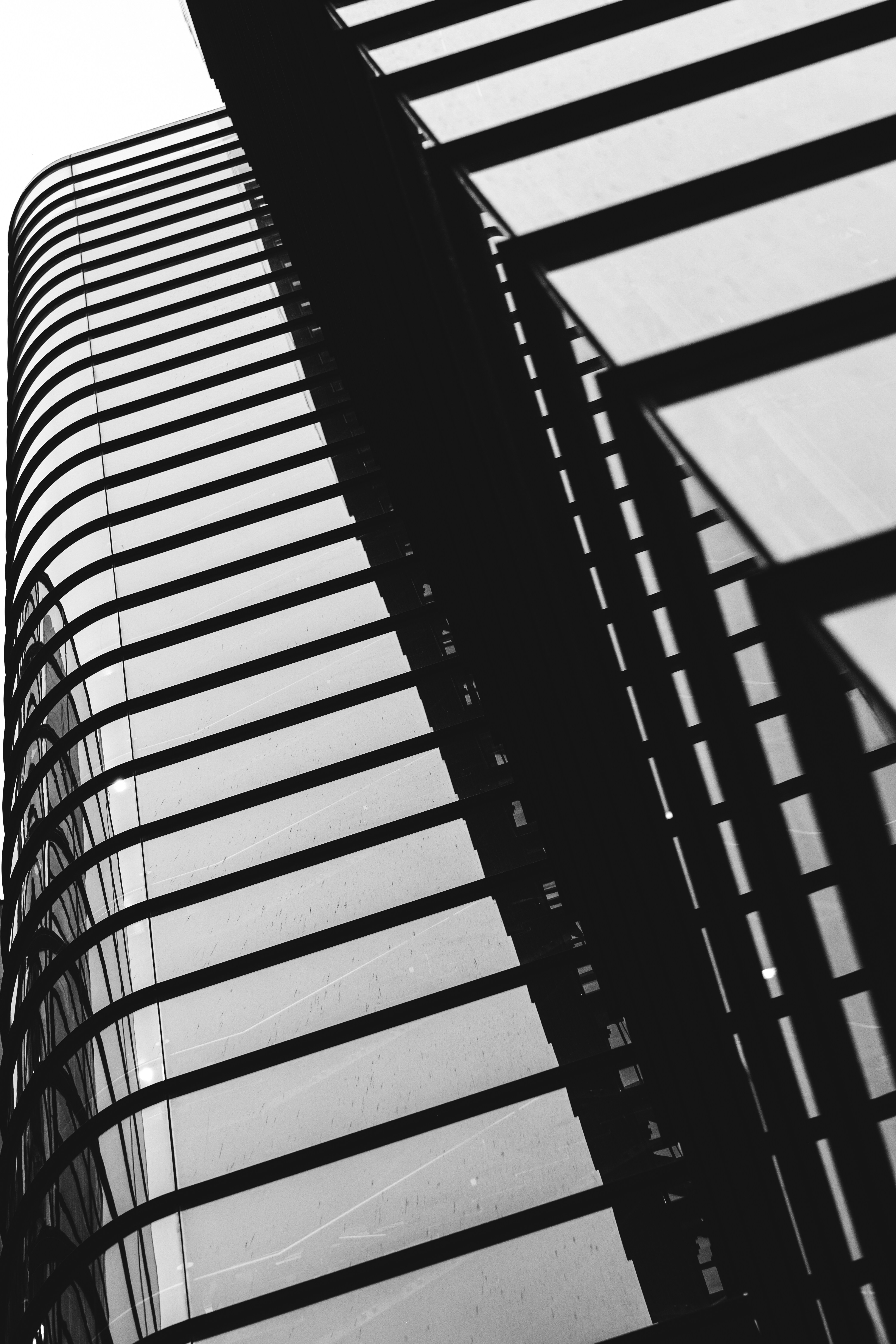 Modern building facade with geometric shadows