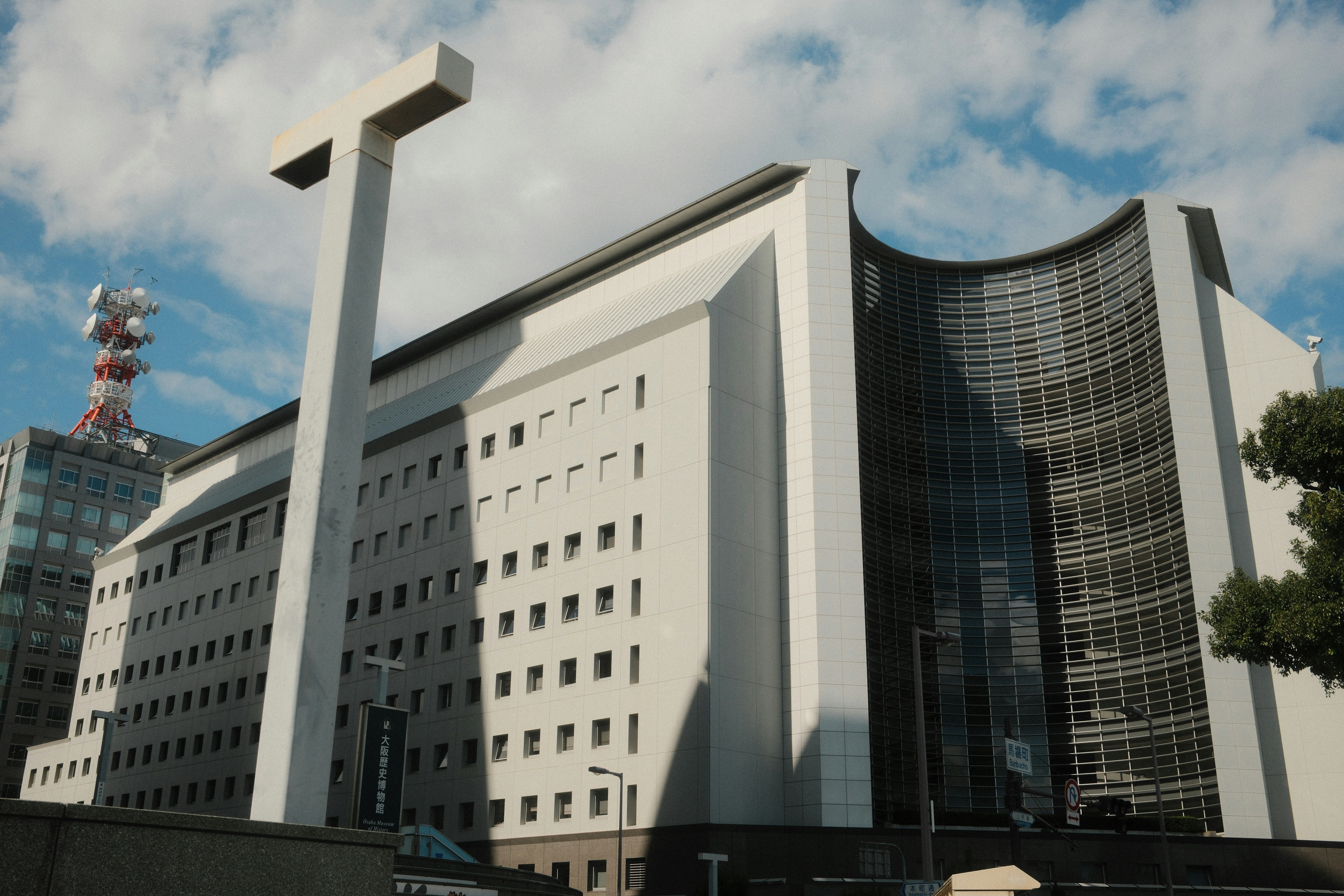 Modern building with a large cross structure
