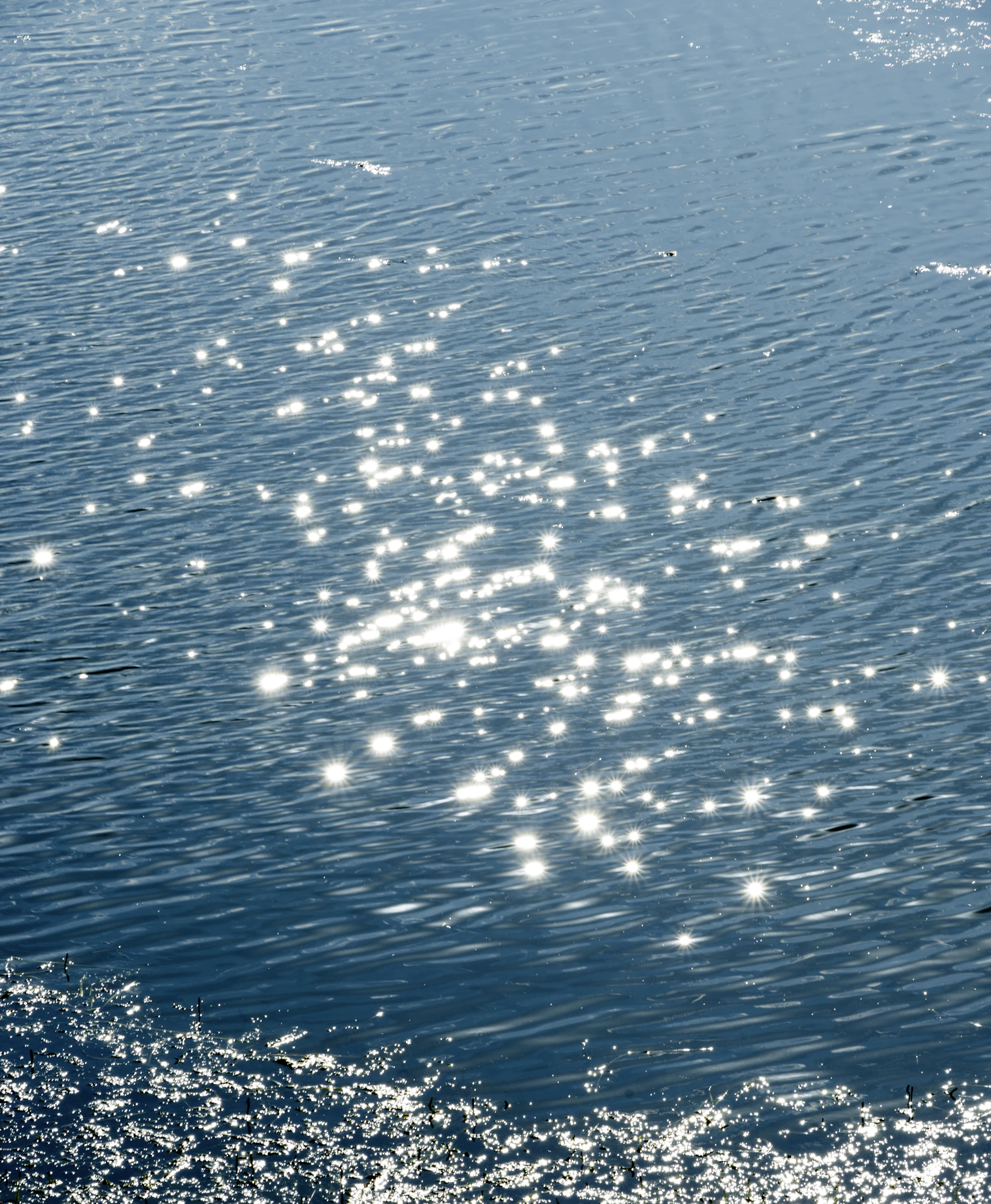 Sparkling sunlight on blue water surface