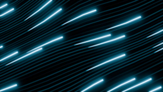 Abstract blue light streaks on dark background