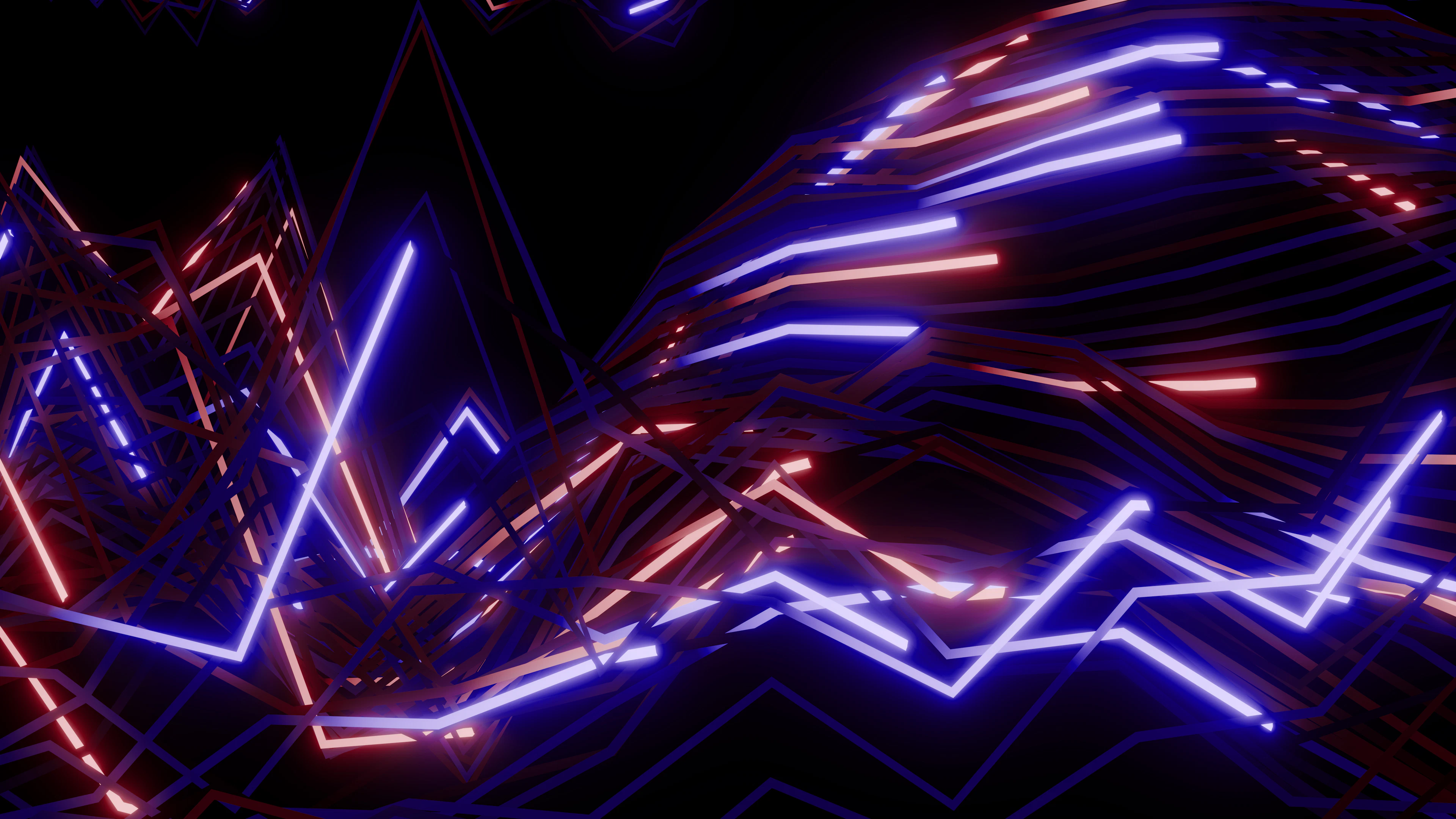 Abstract 3D render of neon signal peaks