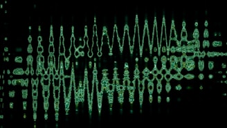 Abstract green wavy pattern on black background