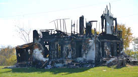 A house completely destroyed by fire