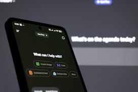 Smartphone screen displaying ai assistant interface.
