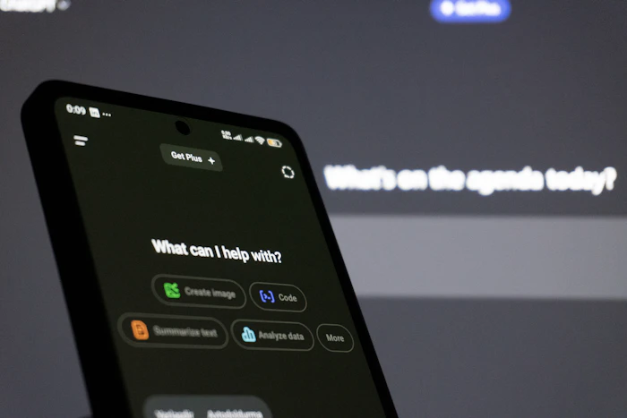 Smartphone screen displaying an AI assistant interface