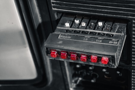 Vintage car radio with illuminated buttons