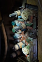 Close-up of old electronic components and wiring