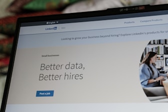 Linkedin website displaying 'better data, better hires' slogan.