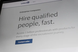 Linkedin website promoting enterprise hiring solutions.