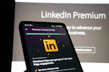 Smartphone displaying linkedin premium page