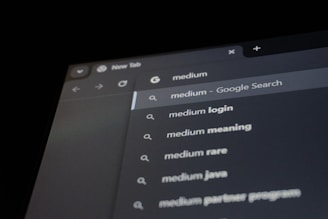 Browser search bar with medium suggestions