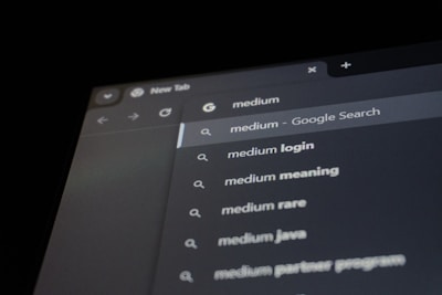 Browser search bar with medium suggestions