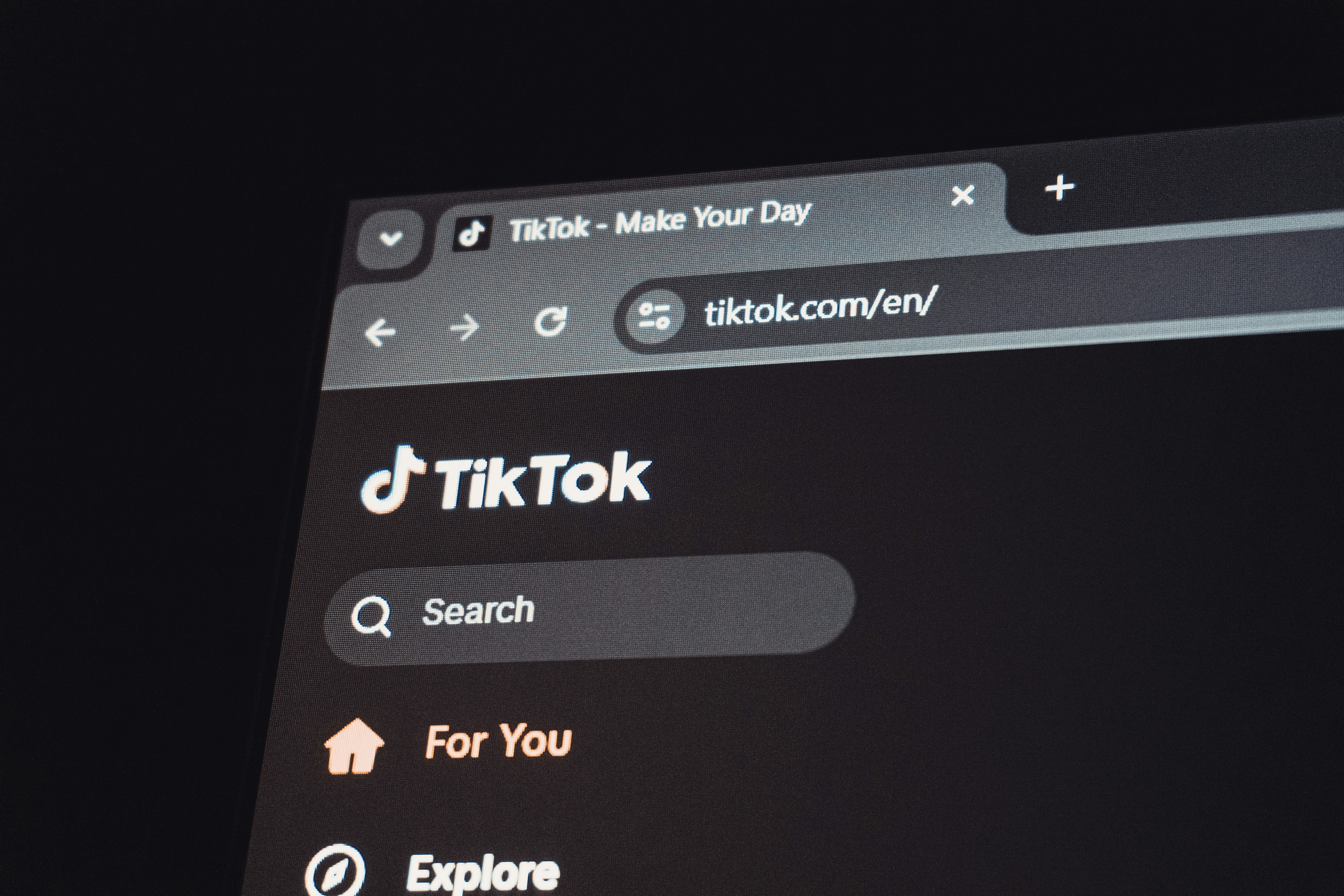 Tiktok website displayed on a computer screen