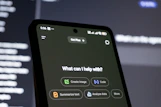 Smartphone screen displays ai chatbot interface