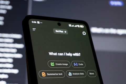 Smartphone screen displays ai chatbot interface