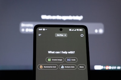 Smartphone screen displays ai assistant options.