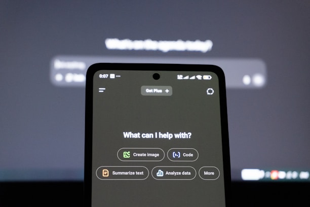 Smartphone screen displays ai assistant options.