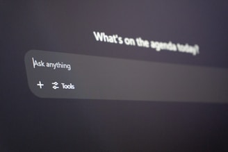 Digital interface with "ask anything" prompt.