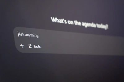 Digital interface with "ask anything" prompt.