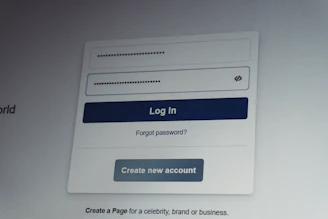 Facebook login screen with username and password fields
