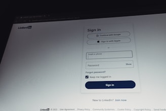 Linkedin sign in page with email and password fields.