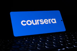 Coursera logo on a blue background