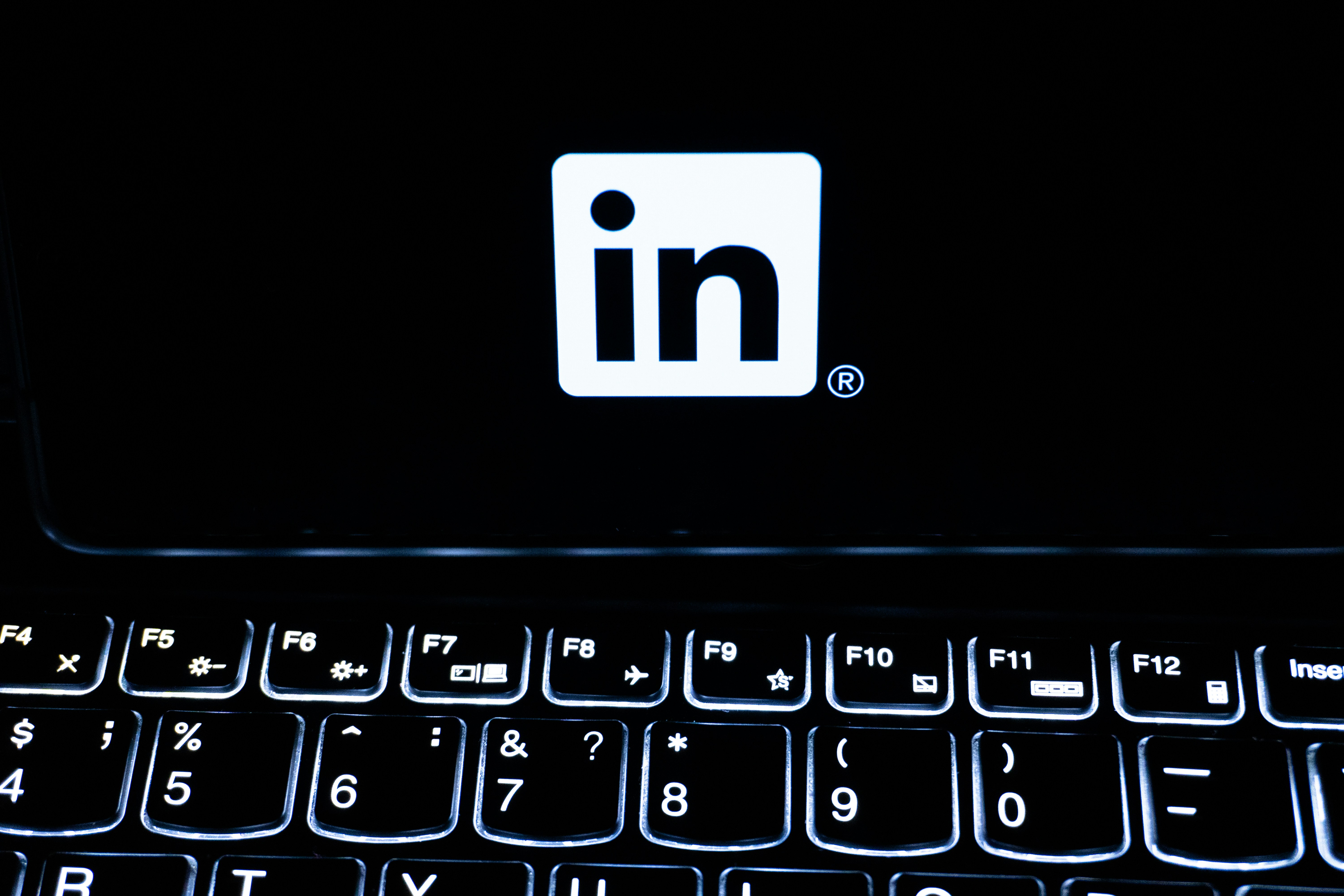 Linkedin logo displayed on a laptop screen